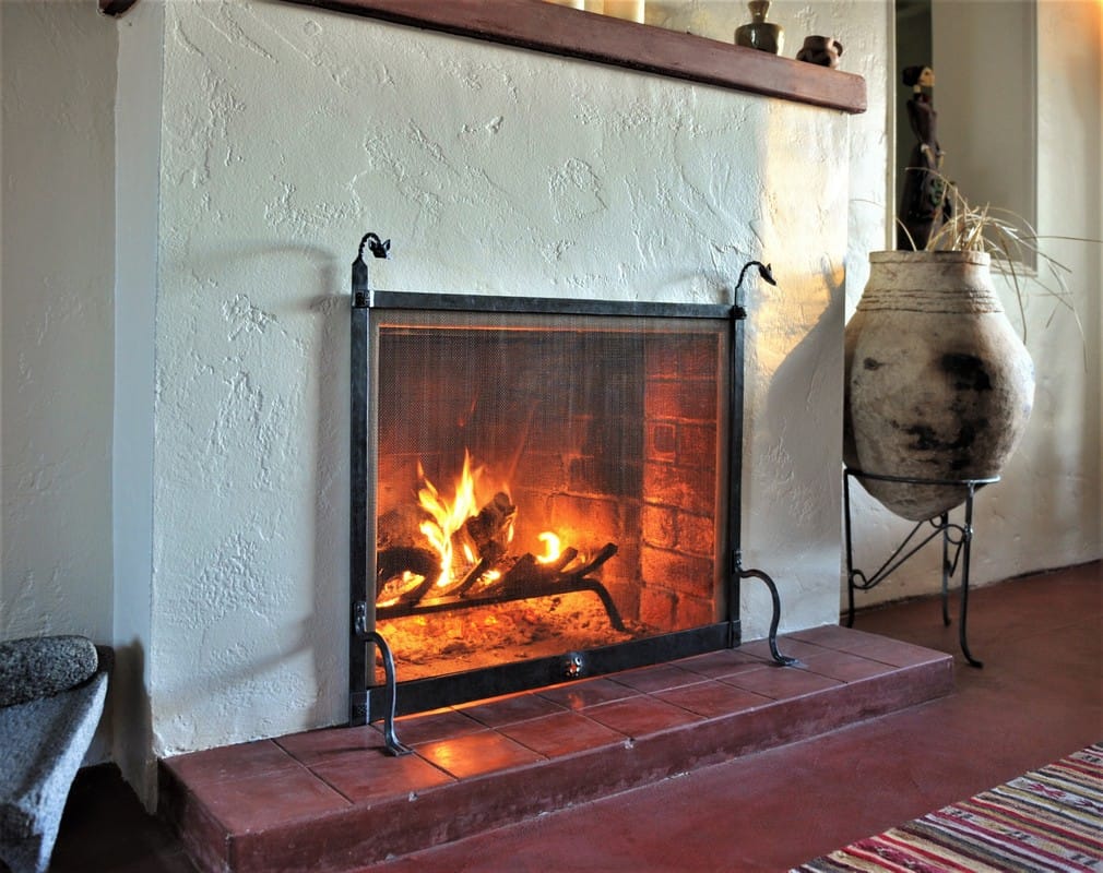 Custom forged fireplace screen